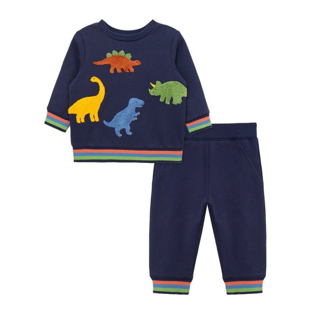 Little Me Baby-Boys  2Pc Dino Sweatshirt Set, Blue